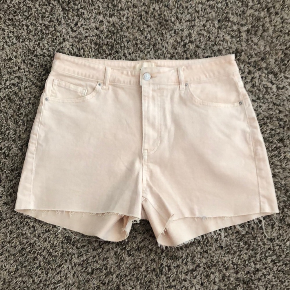 H&M Jean Shorts High Waist SZ 10 Cream  Beige Tan